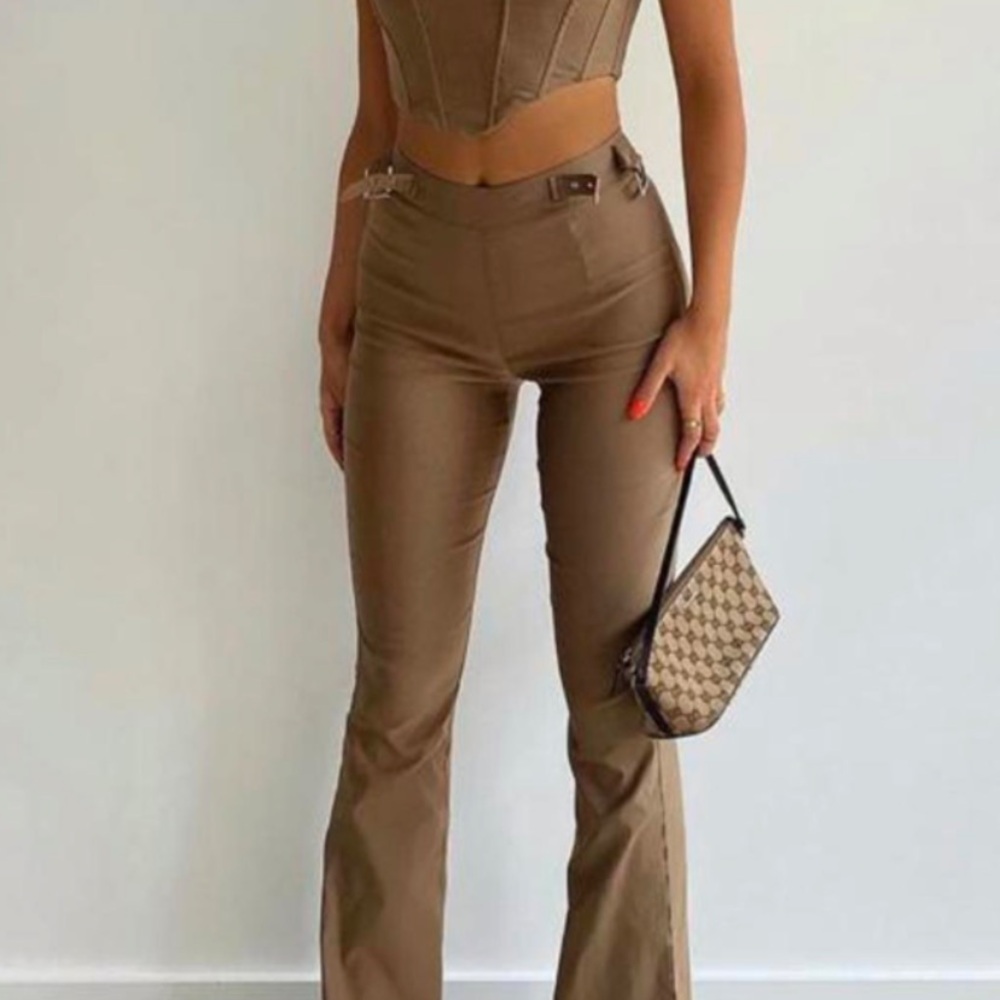 White Fox Boutique Tan Flare Pants